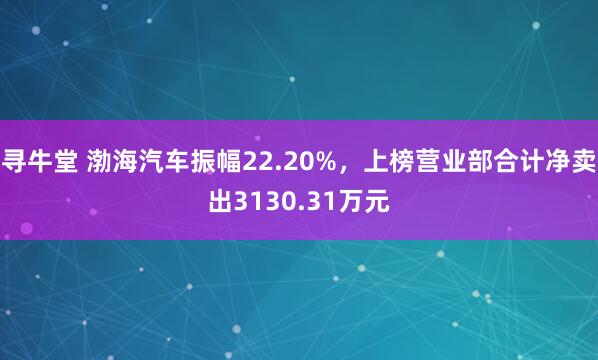 寻牛堂 渤海汽车振幅22.20%，上榜营业部合计净卖出3130.31万元
